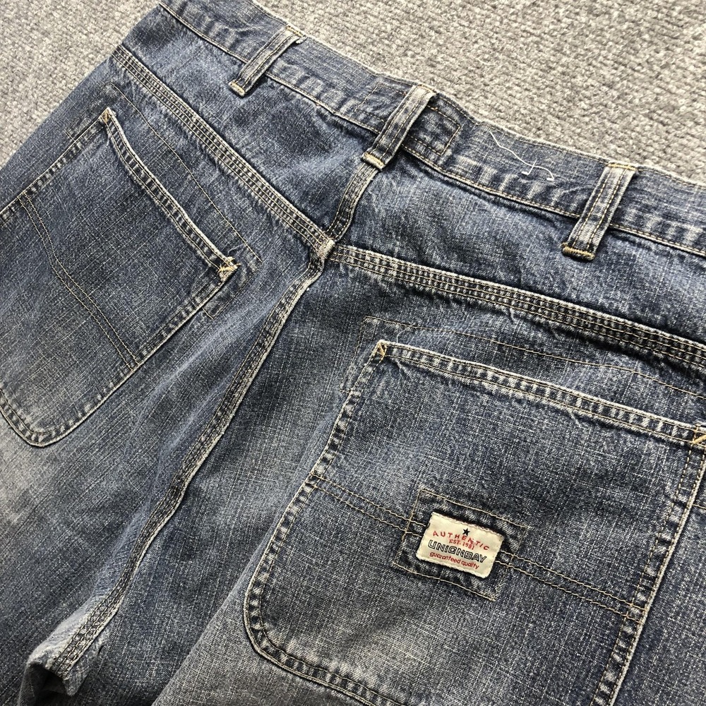 Y2K Unionbay Jeans Mens 36x34 Medium Wash Relaxed Wide Leg Carpenter Denim Pants - Picture 8 of 9